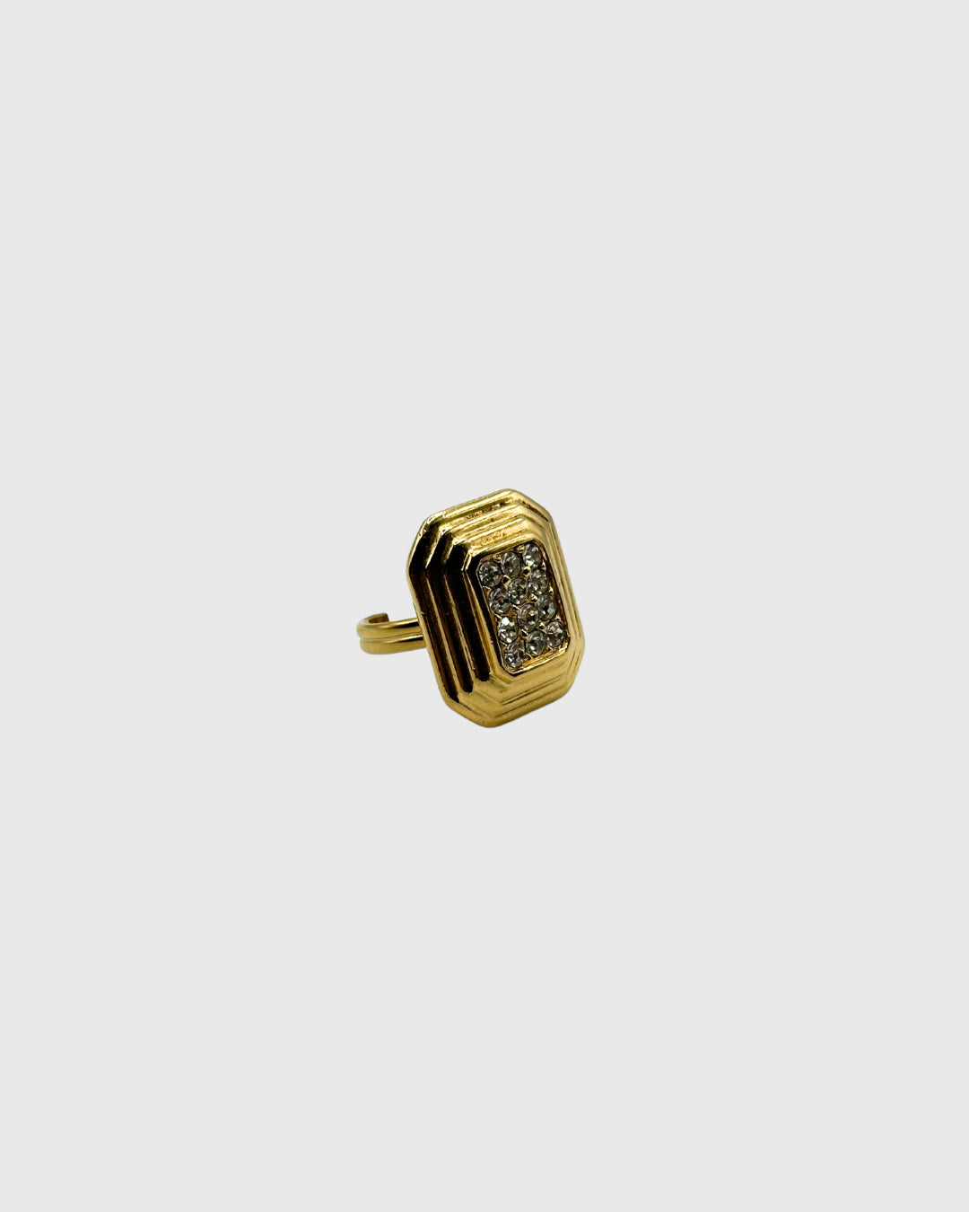 Bague upcyclée - cadre doré à strass