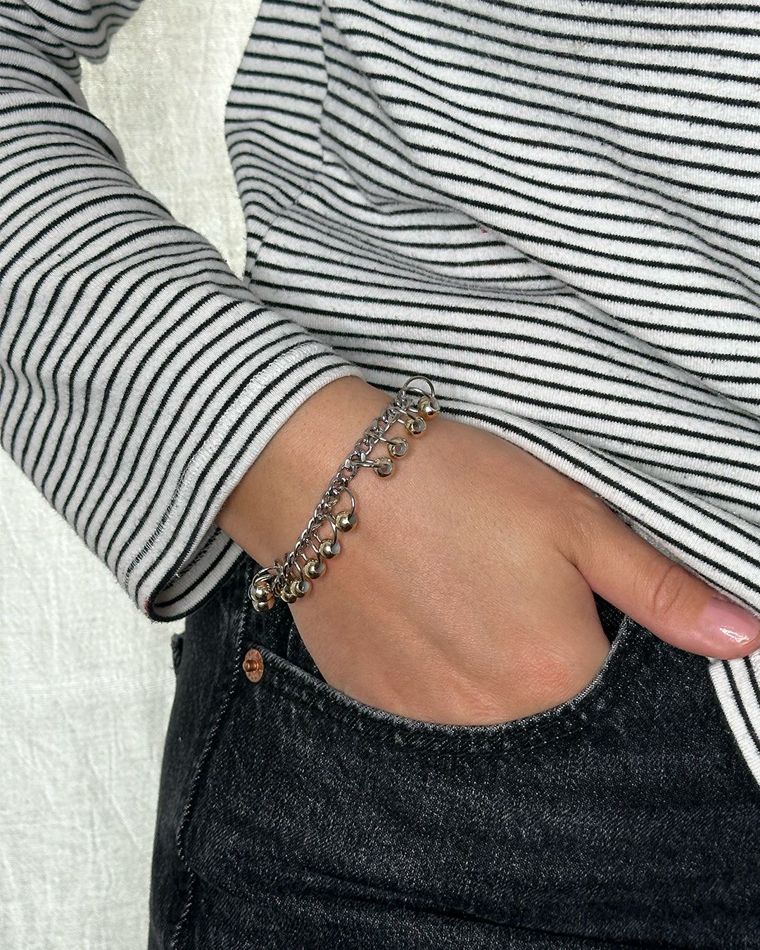 Bijou upcyclé belou – bracelet argenté mixte fait main
