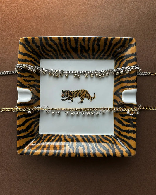 Collier mixte belou - chaine argentée & perles dorées