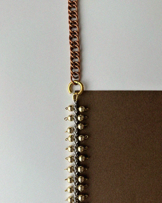 bracelet belou - chaine acier, bronze & perles dorées